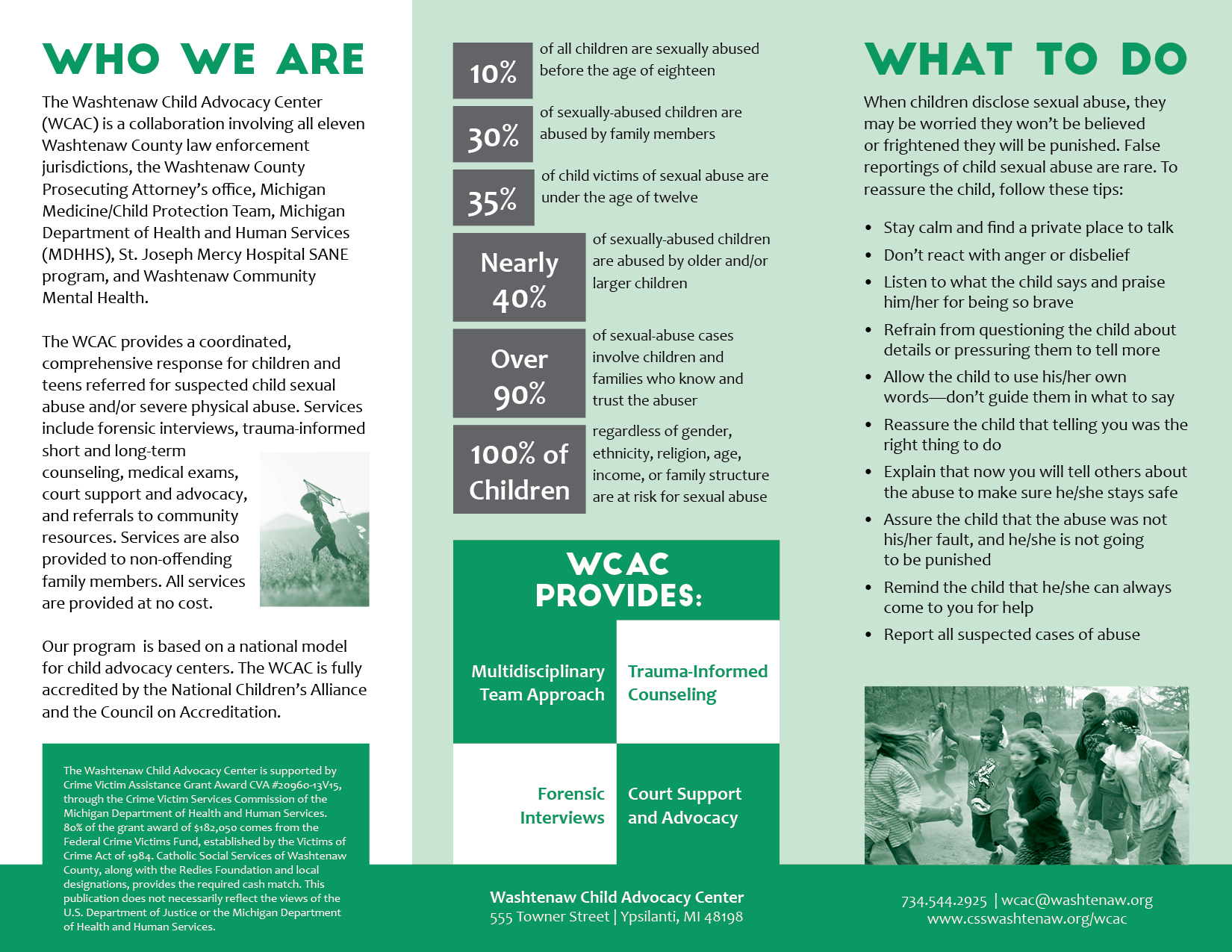 Washtenaw Child Advocacy Center Brochure: Side 2