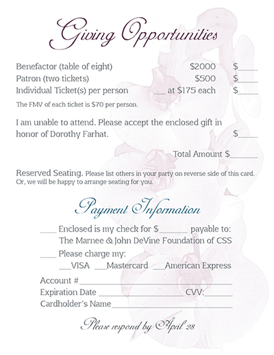 Marnee & John DeVine Leadership Award Response Card: Inside